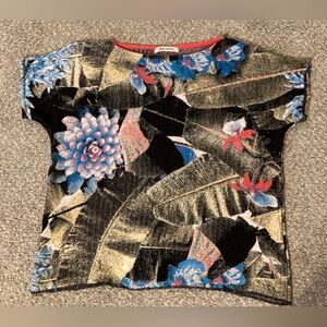 Aldomartins Textured Floral Jacquard Knit Top